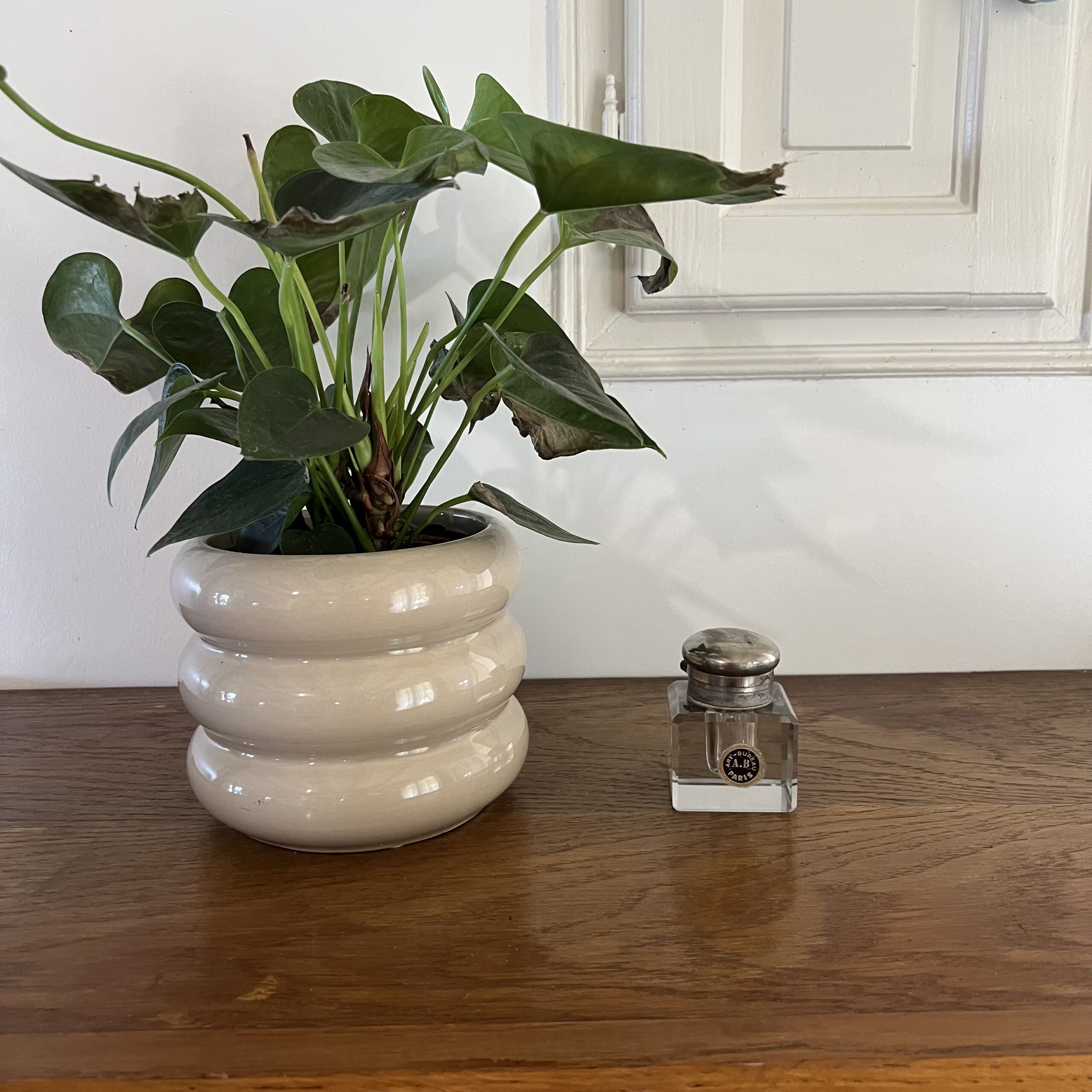 Encrier ancien en verre - débarras rochefortais